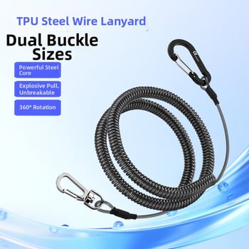 Qianrui Automatikusan visszahúzódó TPU + acélhuzalos anti-vesztés horgászbothoz, ötvözet kettős csattal