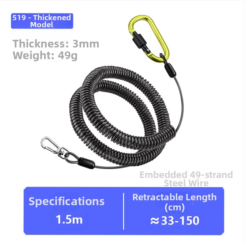 Qianrui Automatikusan visszahúzódó TPU + acélhuzalos anti-vesztés horgászbothoz, ötvözet kettős csattal