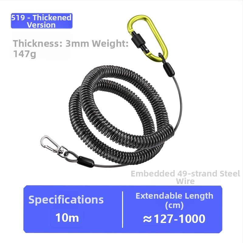 Qianrui Automatikusan visszahúzódó TPU + acélhuzalos anti-vesztés horgászbothoz, ötvözet kettős csattal