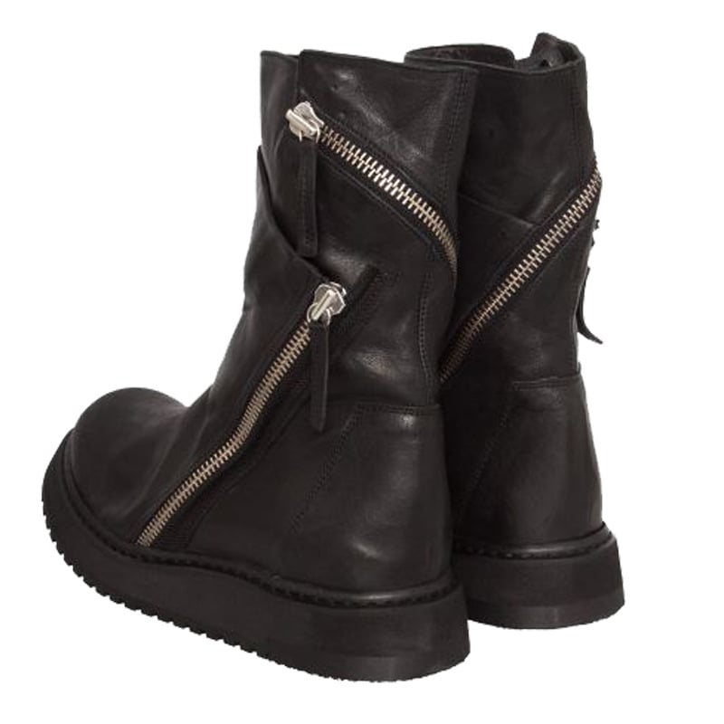 Martin csizmák – valódi bőr (első réteg marhabőrből), koreai stílus, kerek orr, oldalsó cipzár, középmagos klínos sarok 3-5 cm