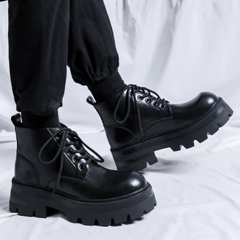 Martin bakancs vastag talppal, középmagas szár, mikroszálas felsőrész, gumi talp, ISN-stílus retro férfiaknak