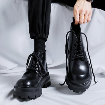 Martin bakancs vastag talppal, középmagas szár, mikroszálas felsőrész, gumi talp, ISN-stílus retro férfiaknak