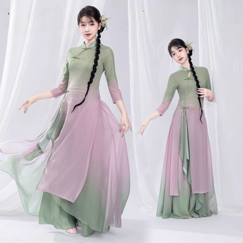 Klasszikus kínai stílusú táncruha géz anyaggal, gradient dizájn Belly táncra, férfiaknak, 2022 nyár