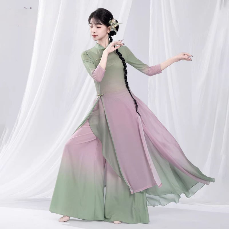 Costum de dans clasic în stil chinezesc, țesătură diafană cu gradient, pentru dansul burii, pentru bărbați, vară 2022