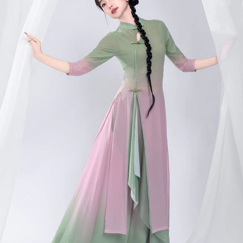 Costum de dans clasic în stil chinezesc, țesătură diafană cu gradient, pentru dansul burii, pentru bărbați, vară 2022