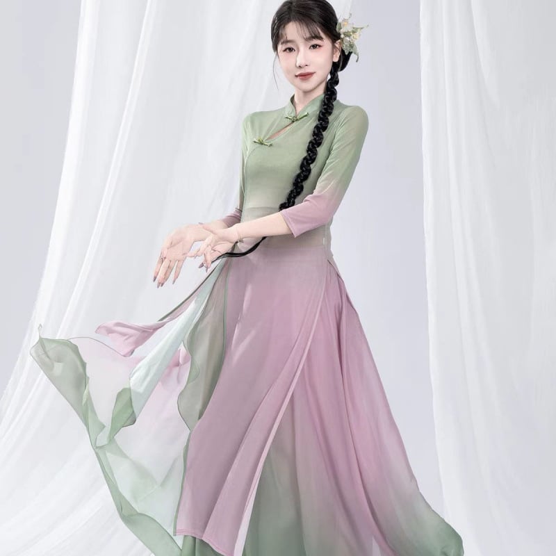 Costum de dans clasic în stil chinezesc, țesătură diafană cu gradient, pentru dansul burii, pentru bărbați, vară 2022