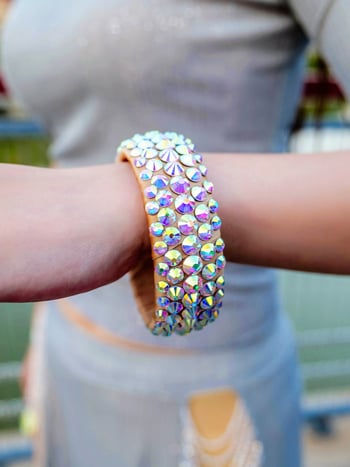 Βραχιόλι Belly Dance με στρας – Ανοικτό βραχιόλι διαμαντοειδών λίθων για ενήλικη χορεύτρια