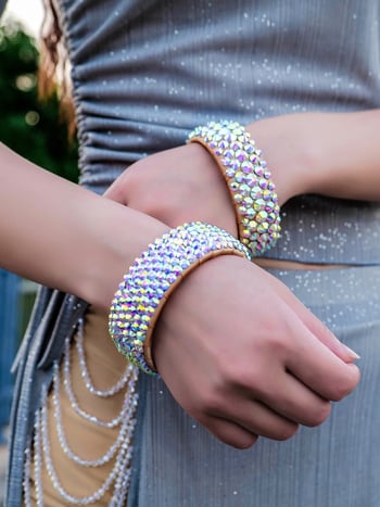 Βραχιόλι Belly Dance με στρας – Ανοικτό βραχιόλι διαμαντοειδών λίθων για ενήλικη χορεύτρια