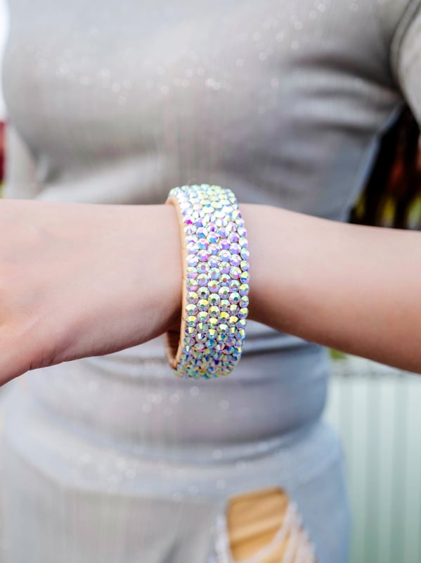 Βραχιόλι Belly Dance με στρας – Ανοικτό βραχιόλι διαμαντοειδών λίθων για ενήλικη χορεύτρια