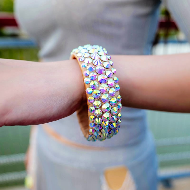 Βραχιόλι Belly Dance με στρας – Ανοικτό βραχιόλι διαμαντοειδών λίθων για ενήλικη χορεύτρια