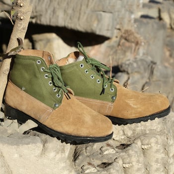 Munkás téli pamut csizma – felsőrész marhabőr, gumírozott talp, kerek orr, belső gyapjú, talpbetét juhgyapjú