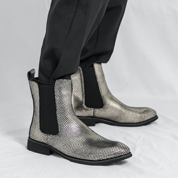 Férfi Martin csizmák, magas szárú, vízálló, PU felsőrész, hegyes orr, gumírozott talp