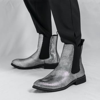 Férfi Martin csizmák, magas szárú, vízálló, PU felsőrész, hegyes orr, gumírozott talp