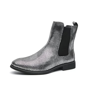 Férfi Martin csizmák, magas szárú, vízálló, PU felsőrész, hegyes orr, gumírozott talp