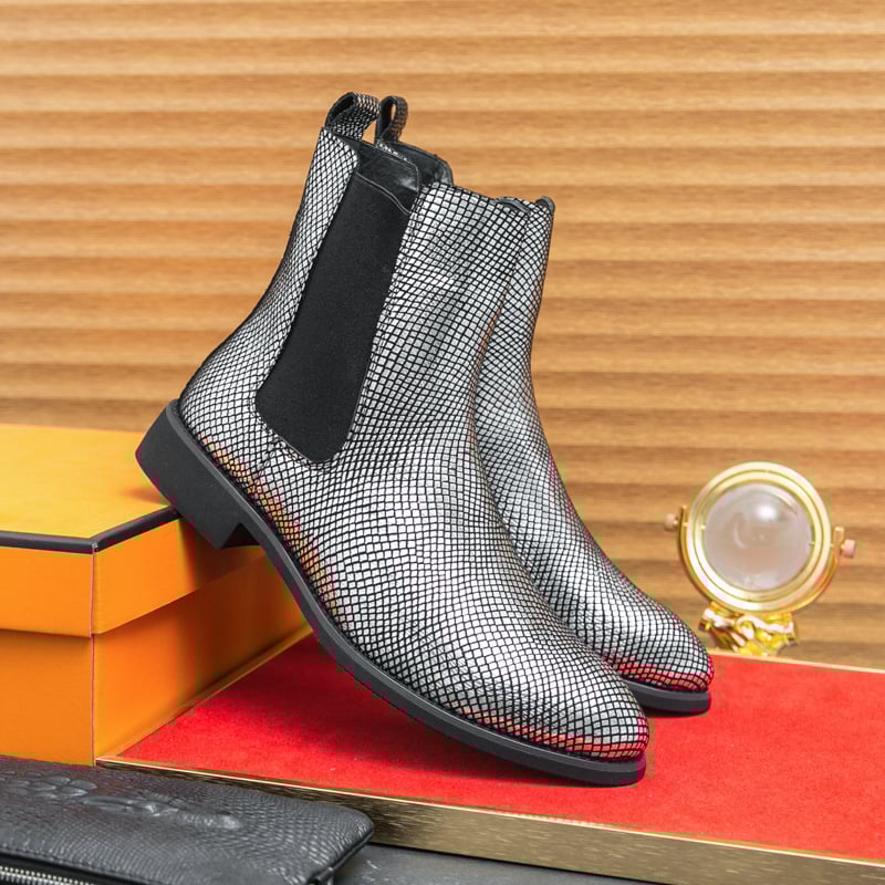 Férfi Martin csizmák, magas szárú, vízálló, PU felsőrész, hegyes orr, gumírozott talp