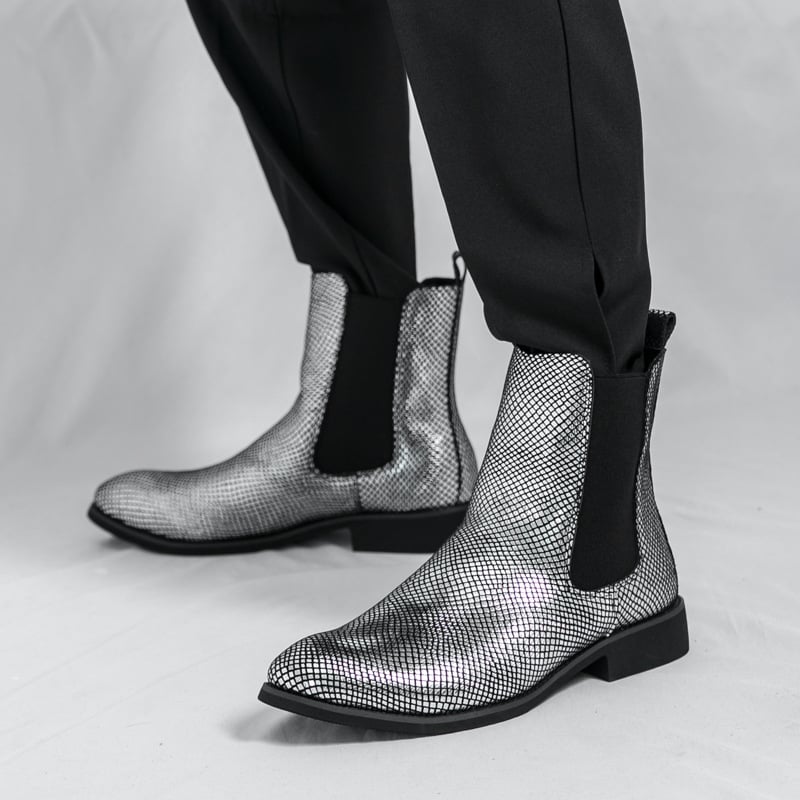 Férfi Martin csizmák, magas szárú, vízálló, PU felsőrész, hegyes orr, gumírozott talp