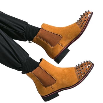 Férfi Derby cipő, hegyes orr, boka fölötti magasság, hátoldali cipzár, téli kopásálló, hétköznapi stílus