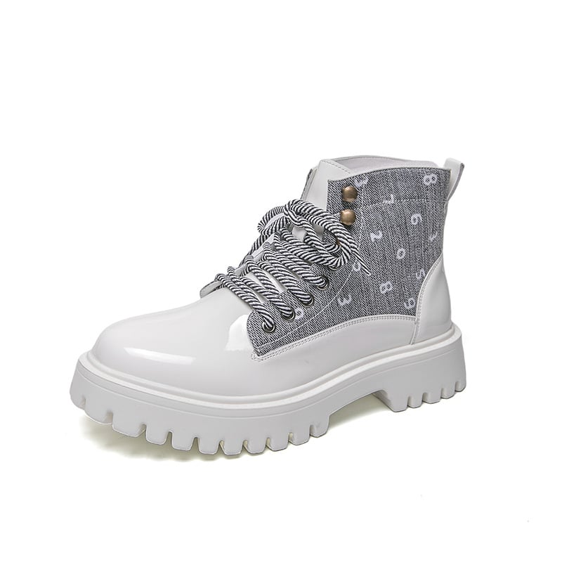 Férfi Martin bakancs, magas felsőrésszel, PU bőr, gumírozott talp, kerek orr, 3–5 cm sarok