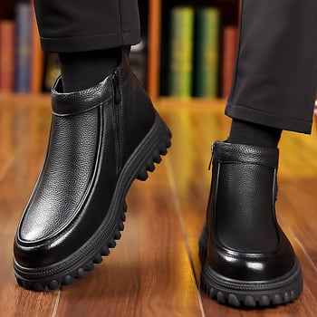 Martin csizmák férfiaknak, magas felső rész, első réteg marhahús bőr, gumírozott talp, bélés gyapjú-kašmír, vintage casual stílus