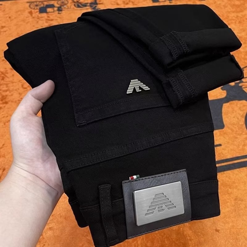 Férfi Slim-Fit stretch denim farmer, középmagasságú derekú, több zseb, 50–70% pamut