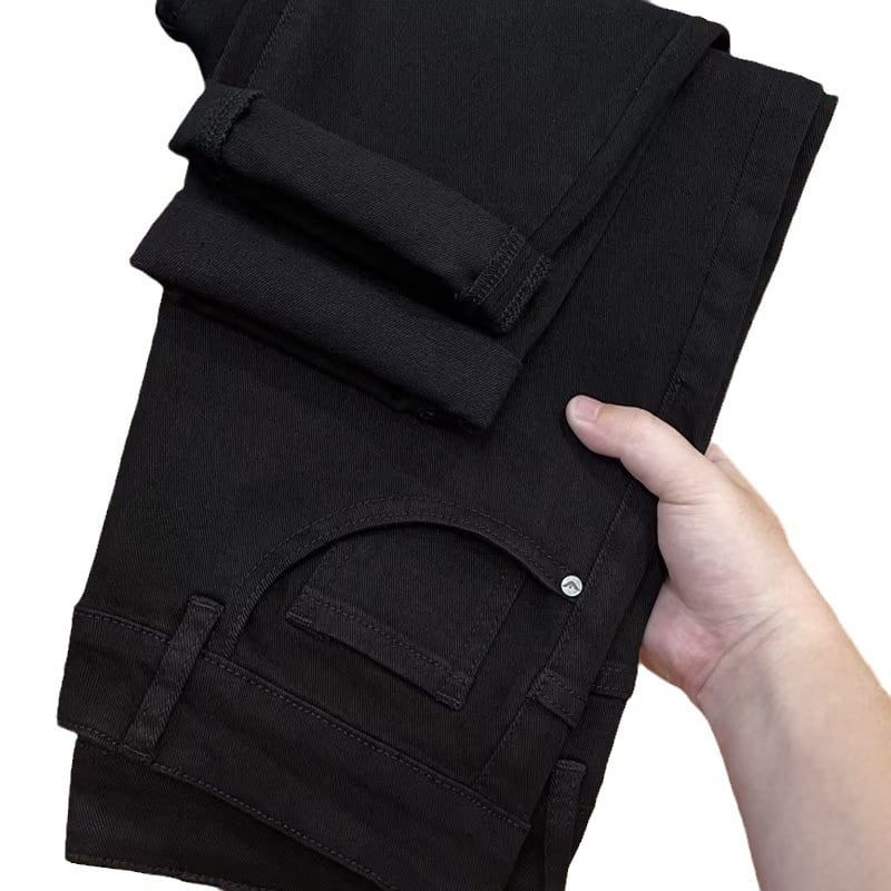 Férfi Slim-Fit stretch denim farmer, középmagasságú derekú, több zseb, 50–70% pamut