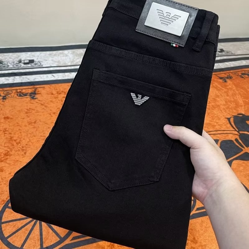 Férfi Slim-Fit stretch denim farmer, középmagasságú derekú, több zseb, 50–70% pamut