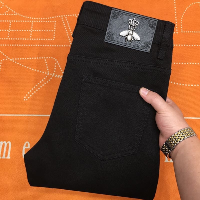 Férfi Slim-Fit stretch denim farmer, középmagasságú derekú, több zseb, 50–70% pamut