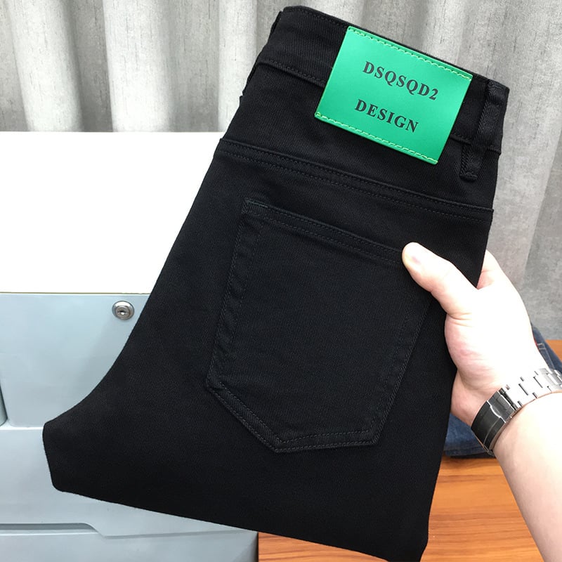 Férfi Slim-Fit stretch denim farmer, középmagasságú derekú, több zseb, 50–70% pamut