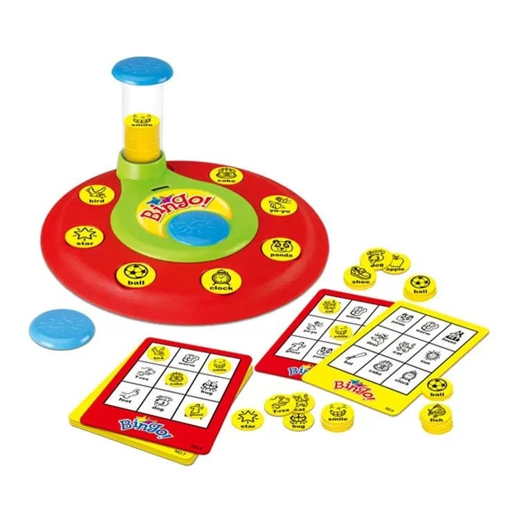 Asztali többjátékos interaktív nyerőgép – gyerekeknek szóló bingo forgókerék, angol számok oktató játéka; műanyag kivitel; 7-14 éveseknek; két játékos interakció