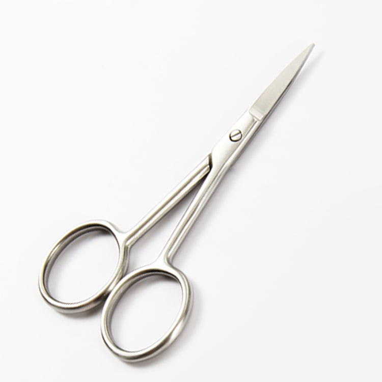 Sminkolló – rozsdamentes acél, kerek nyél, szemöldök- és orrszőr vágó eszköz