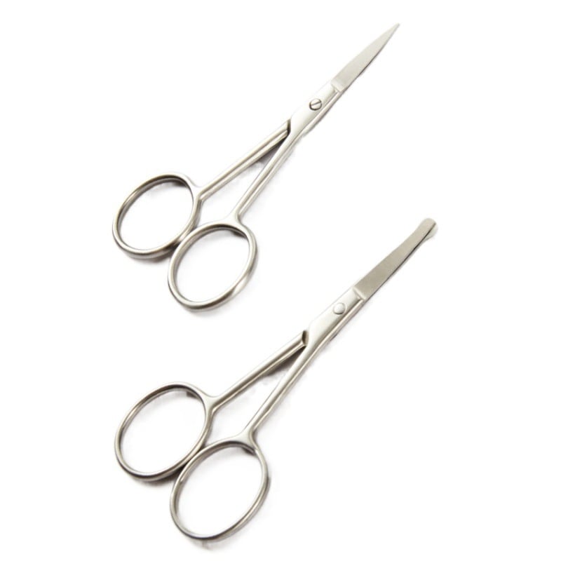 Sminkolló – rozsdamentes acél, kerek nyél, szemöldök- és orrszőr vágó eszköz