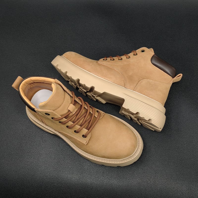 Férfi Martin csizma, első réteg marhabőr, gumírozott talp, kerek orr, rövid szár, 3-5 cm középmagas sarok