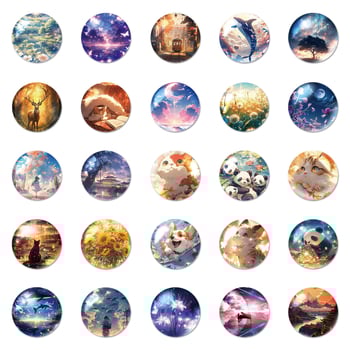 Telefon tok matricák készlet – önragasztó, vízálló, offset nyomtatás, 50 kör alakú világművészeti dizájn, aranyos animációs motívumok, 30 g darabonként