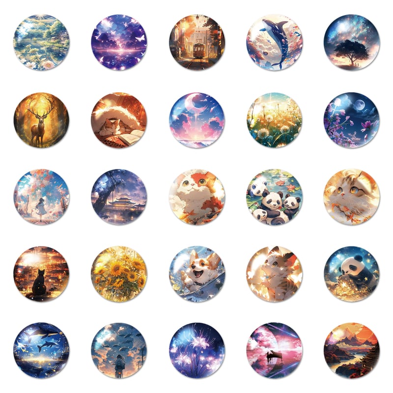 Telefon tok matricák készlet – önragasztó, vízálló, offset nyomtatás, 50 kör alakú világművészeti dizájn, aranyos animációs motívumok, 30 g darabonként