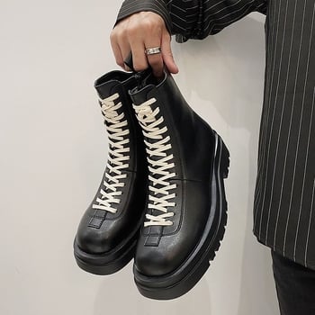 Férfi magas talpú csizma Martin stílusban, gumitalp, csúszásmentes, kopásálló, varrott konstrukció, egész évben viselhető