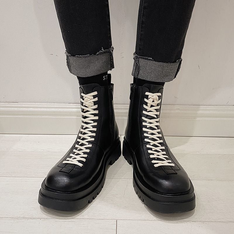 Férfi magas talpú csizma Martin stílusban, gumitalp, csúszásmentes, kopásálló, varrott konstrukció, egész évben viselhető