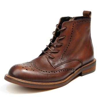 Férfi bőr csizmák – retró stílus, felső rész: elsőrétegű marhabőrből, belső: disznóbőr, talp: összetett konstrukció