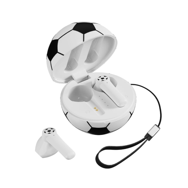 World Cup labdarúgó Bluetooth fülhallgató — egyéni modell, testre szabható, fél-in-ear kialakítás, Bluetooth 5.4, 10 m hatótávolság, 4–8 óra üzemidő, vízálló