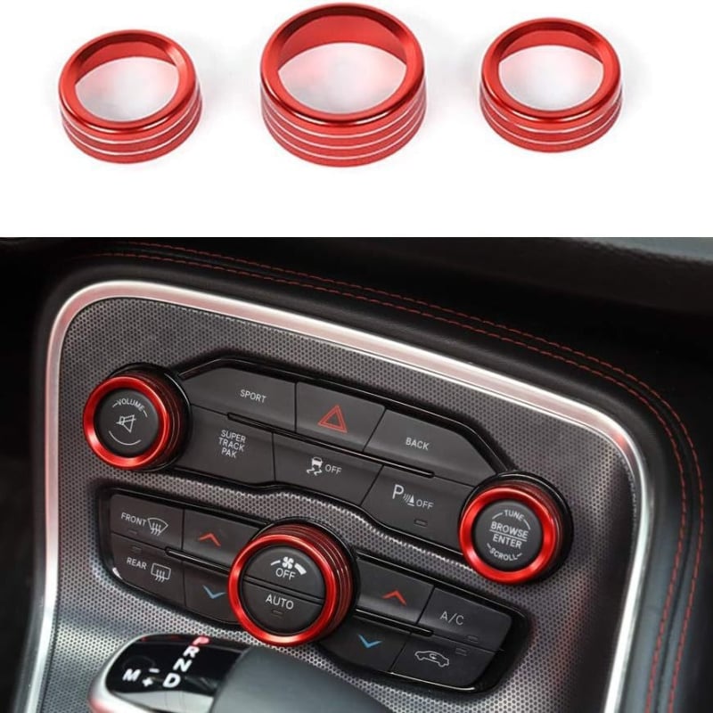 Alumíniumötvözetből készült dekoratív AC-gombgyűrű Challenger, Dodge Grand Cherokee és Durango modellhez (2015–2022) – XC-ZST13