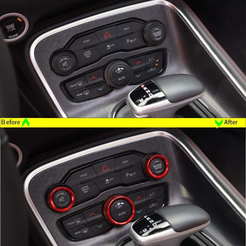 Alumíniumötvözetből készült dekoratív AC-gombgyűrű Challenger, Dodge Grand Cherokee és Durango modellhez (2015–2022) – XC-ZST13