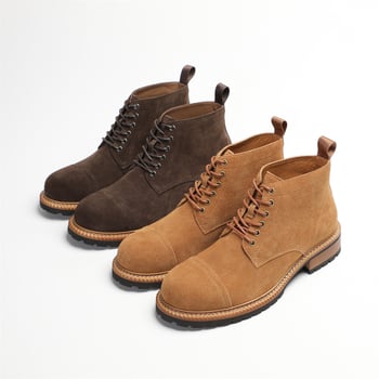 Férfi Retro Martin csizmák, felső nubuk velúr, gumi talp, belső bélés valódi bőr, talpbetét tehénbőrből, kerek orr, téli használatra
