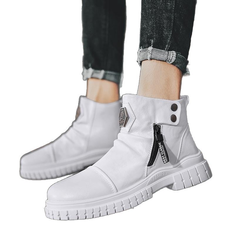 Férfi Martin bakancs, magas szárú, vastag gumitalp, PU felsőrész, kerek orr