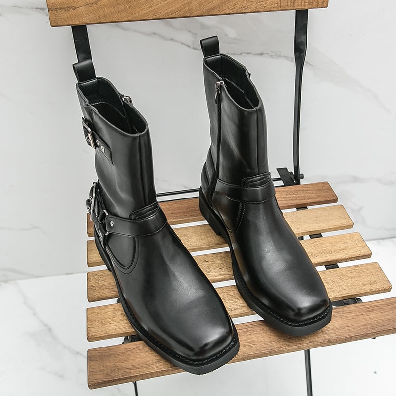 Martin csizmák felnőtteknek – magas szárú, hegyes orrú, cipzáros; bőr, uniszex; külső: marhabőr; belső: báránybőr; bélés: gyapjú-kasmír; talp: gumi.