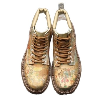 Férfi Martin csizma, tehénbőr felső rész, gumitalp, báránybőr bélés, alacsony boka magasság, vulkanizált konstrukció