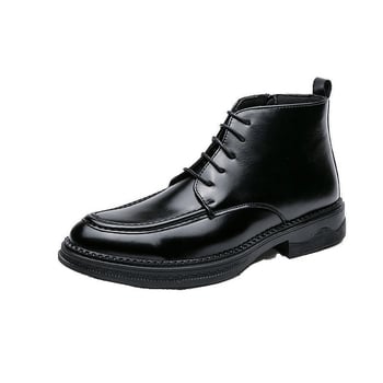 Férfi bőrbakancsok – középmagas romai stílusú Chelsea csizma, hegyes orr, PU felsőrész, gumitalp