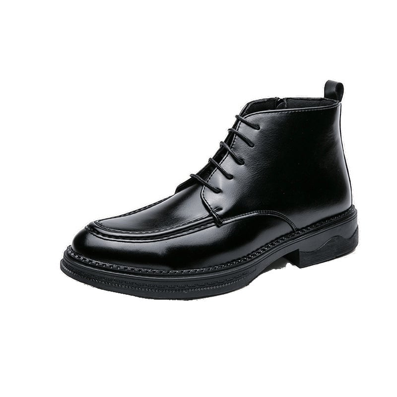 Férfi bőrbakancsok – középmagas romai stílusú Chelsea csizma, hegyes orr, PU felsőrész, gumitalp