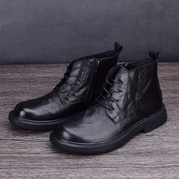 Férfi Martin csizmák, bőr felsőrész, fleece bélés, vízálló, gumitalp