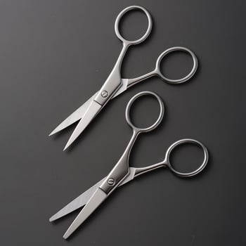 Rozsdamentes acélból készült szemöldök-, orr- és szakállolló, kerek fejű kivitel