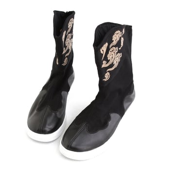 Férfi vászonból készült hímzett bakancs virágmintával, gumitalp, alacsony sarok, téli viselet