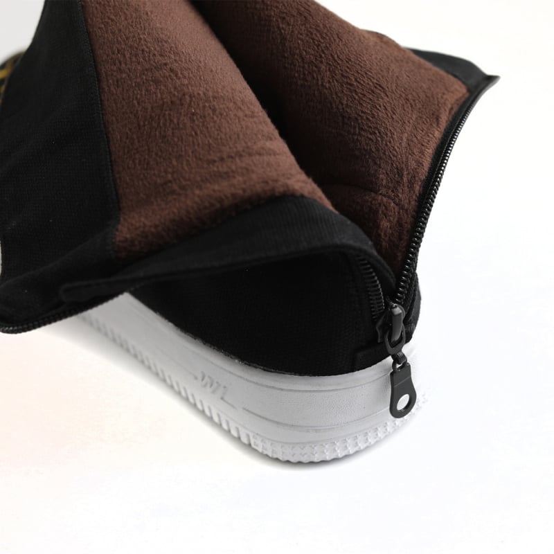 Férfi vászonból készült hímzett bakancs virágmintával, gumitalp, alacsony sarok, téli viselet